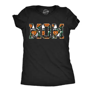 Womens Funny T Shirts Floral Mom Halloween Sarcastic Pumpkin Graphic Novelty Tee For Ladies Funny Womens T Shirts Cute Vintage Fashion Casual Ladies T-Shirt Gift Halloween Tops for Women Women's Novelty Tees Black -