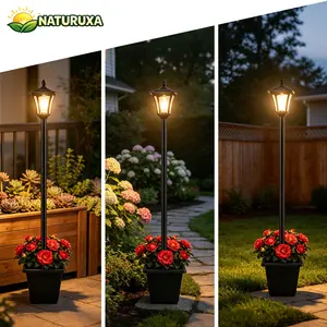 Naturuxa 72" Solar Outdoor Light with Planter,Waterproof Solar Post Lamp Ligts, Garden Lights for Backyard, Pathway, Patio,Lawn, Driveway Decor