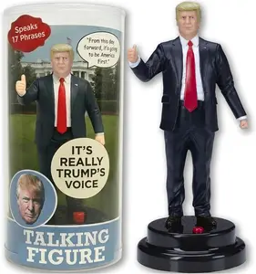 Donald Trump Talking Figure with Real Voice - Press the Button & Hear 17 Authentic Quotes - Funny Political Gag Gift for Men, Collectible Desk Display Toy & Conversation Starter for Supporters Green Straw LLC