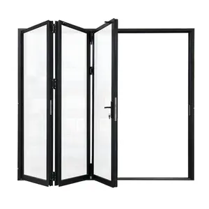 108 in. x 96 in. Matte Black Right to Left Out-Swing Thermal Break Aluminum Folding Patio Door with Locks