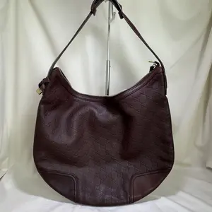 Pre-owned GUCCI Brown GG Embossed Leather Hobo Shoulder Bag Monica