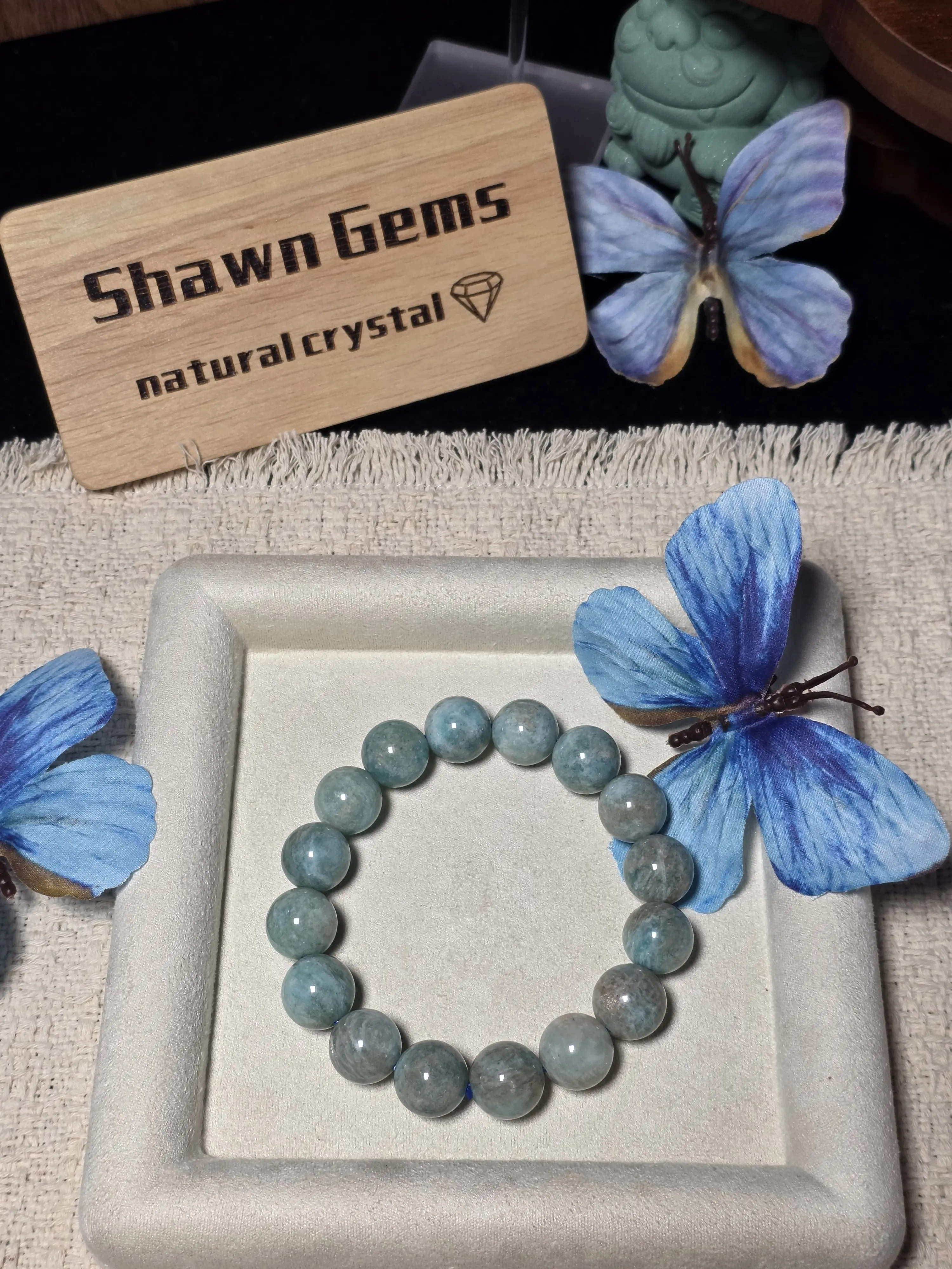 Natural Green Larimar Beaded Stretch Bangle - Oceanic Blue-Green Multi-Gemstones Jewelry, Unisex Everyday Wear Healing Energy Accessory for Calm & Balance, Adjustable Size, One-Piece