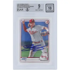 Bryson Stott Philadelphia Phillies Autographed 2020 Bowman Draft #BD-140 Beckett Fanatics Witnessed Authenticated 9/10 Card - Fanatics Authentic Certified
