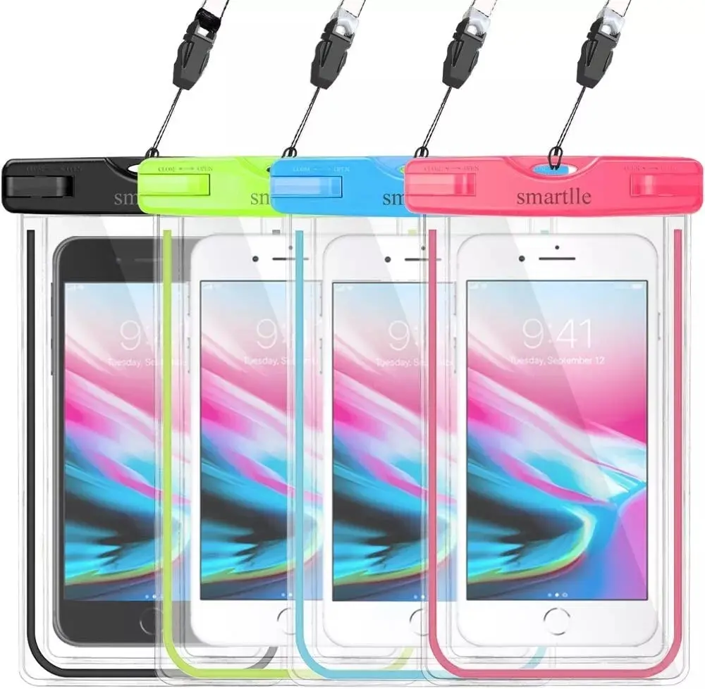 4 Packs Waterproof Phone Bag, IPX8 Rated 20M, Snow proof/ dustproof, Transparent Cover for cell phone. Travel Protective