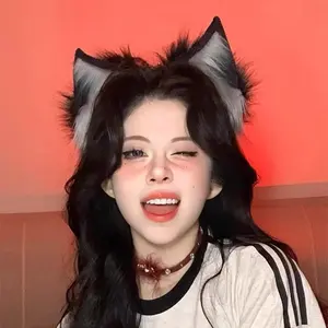 Handmade Animal Ears Headband – Plush Wolf/Cat Ear Cosplay Hairband, Realistic Furry Lolita Headpiece for Couples Costume Accessories