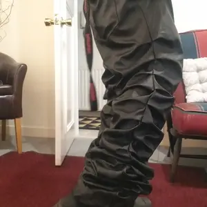 mnml Stacked Leather Pants - Black - TikTok Shop