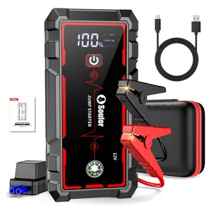 Soulor Portable 3000A Car Jump Starter 12V Battery Booster Power Bank with Smart Jumper Cables, LED Flashlight, LCD Display, USB Type-C Fast Charging for Cars SUVs Trucks Motorcycles