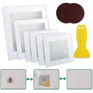 10 Pack Drywall Repair Kit for Large Holes, 4/6/8 Inch Dry Wall Patch Kits for Erase a Small Nail Hole, Plaster Wall Patching Self Adhesive Aluminum Mesh with Scraper and Sandpaper
