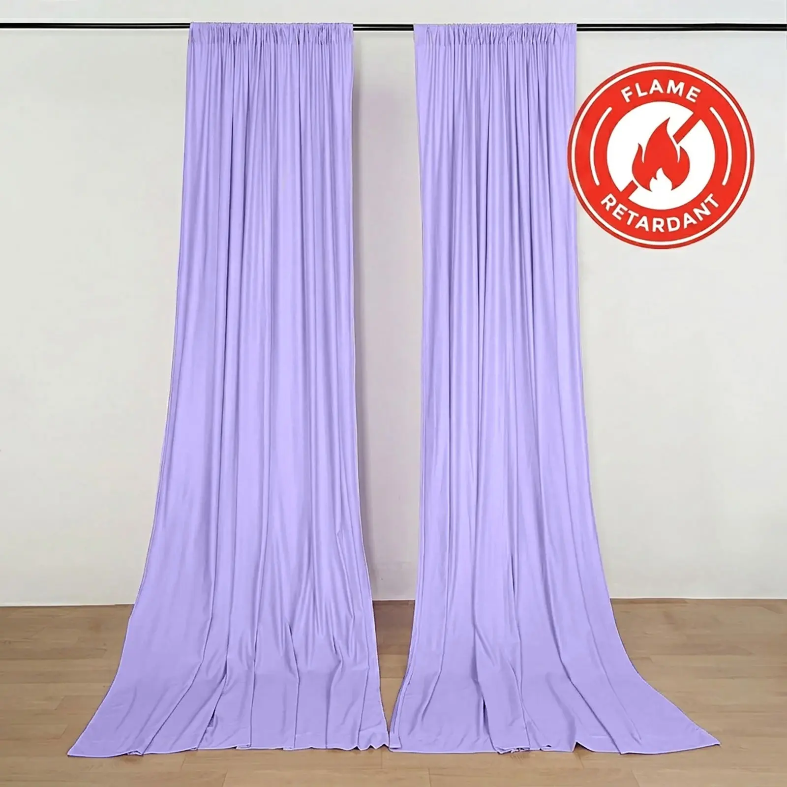 2-Pack 5ftx10ft Lavender Lilac Scuba Fabric Backdrop Drapes Curtains, Wrinkle-Resistant Flame-Retardant Durable Panels Festive Backdrops & Banners with Rod Pockets, Machine Washable for Banquet Halls Photography Restaurants, Window Divider