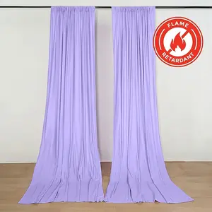 2 Pack 5ftx10ft Lavender Lilac Scuba Polyester Backdrop Drape Curtains, Durable Flame Resistant Event Divider Panels Wrinkle Free With Rod Pockets