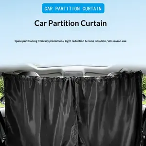Car Rear Seat Partition Curtain Set, Spring Polyester Fabric Car Window Sunshade Curtains, 5-Piece Backseat Privacy Blinds