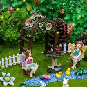 BangBangDa Miniature Fairy Garden Fairies - Mini Village Fairy Houses Accessories for Girl Boy Birthday Gifts Patio Indoor Outdoor Flower Succulent Garden Set Kit  Unique Desktop Decor
