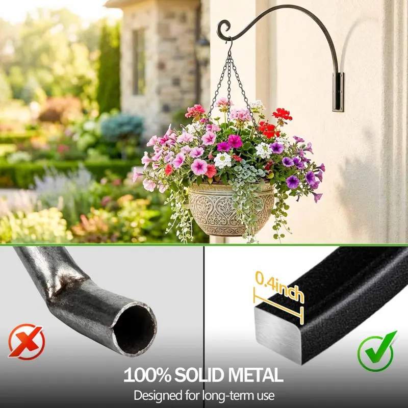 Heavy-Duty Plant Hanger - 16 Inch 80lbs Metal Wall Mount Plant Bracket for  Indoor Outdoor Hanging Bird Feeders, Flower Baskets, Lanterns - TikTok Shop