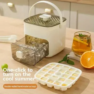 Large 48-Grid Ice Cube Mold, Dual-Layer Portable Self-Made Ice Storage Box, Food Grade Plastic Tray for Refrigerator, Essential Kitchen Tool