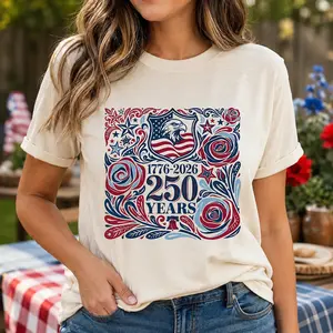 250th America Anniversary Shirt, Retro 4th of July Floral USA Shirt, Patriotic American Flag Tee, Vintage Independence Day Shirt, 1776-2026