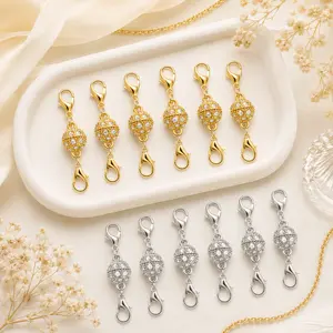 12-Pack Stainless Steel Magnetic Necklace Clasps with Strong Hold – Gold & Silver Plated Extenders, Perfect for Gifts