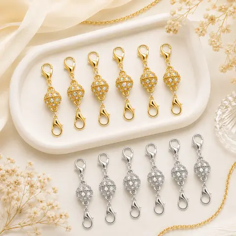 12-Pack Stainless Steel Magnetic Clasp Set - Strong Magnetic Hold Secure Clasps, Dual-Tone Gold & Silver Plated Extenders, Elegant DIY Beading Accessories, Jewelry Making Supplies, Bulk Value Cost-Effective Tools with Aesthetic Versatility