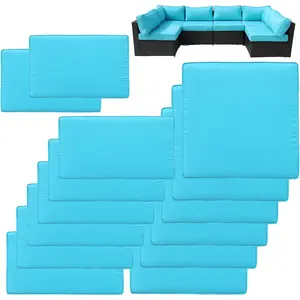 14Pcs Cushion Covers UV-Resistant Inelastic Covers with Zippers, Max Compatible 25.6x25.6x4inch Cushion, for 7 Pcs Furniture Sets