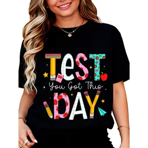 Unisex Short-Sleeve Cotton Planet Prints T-Shirt for Student State Testing - "You Got This" Design, Pairable with Bottoms