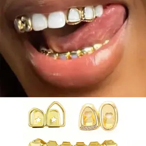 Geometric Tooth Decor Party Costume Accessory, Unisex Hollow Out Design, Copper Casting Material, Ideal for Men & Women, Teeth Brace