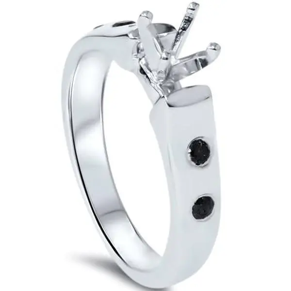 Black Diamond Semi Mount Cathedral Engagement Ring 14K Setting Black Diamond Semi Mount Cathedral Engagement Ring 14K Setting