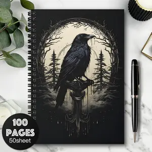 1pc Gothic Halloween Spiral Notebook, 50 pages, 5.5x8.3 inches, with a dark fantasy cover design, suitable for writing, journaling, Bible study, and a unique gift for birthdays, Christmas, Halloween, ideal for stationery lovers