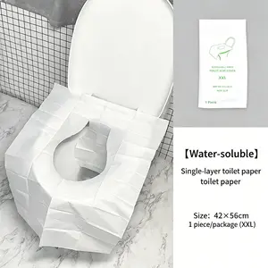 Disposable Flushable Toilet Seat Cover, Portable Toilet Seat Protector Full Coverage Paper Pad, Ideal for Travel, Camping, Hotel Use, Convenient and Hygienic