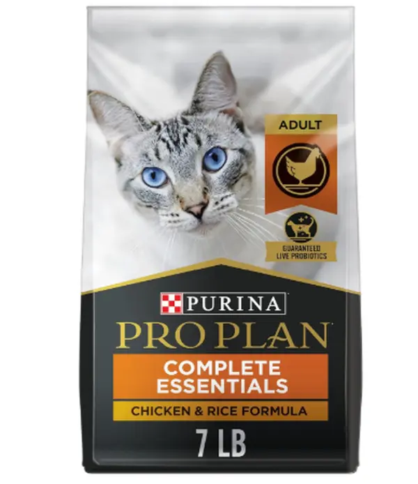 Purina Pro Plan Essential Healthy Nutrition High-Protein Cat Food, Chicken & Rice Formula with Probiotics - 7 lb Bag