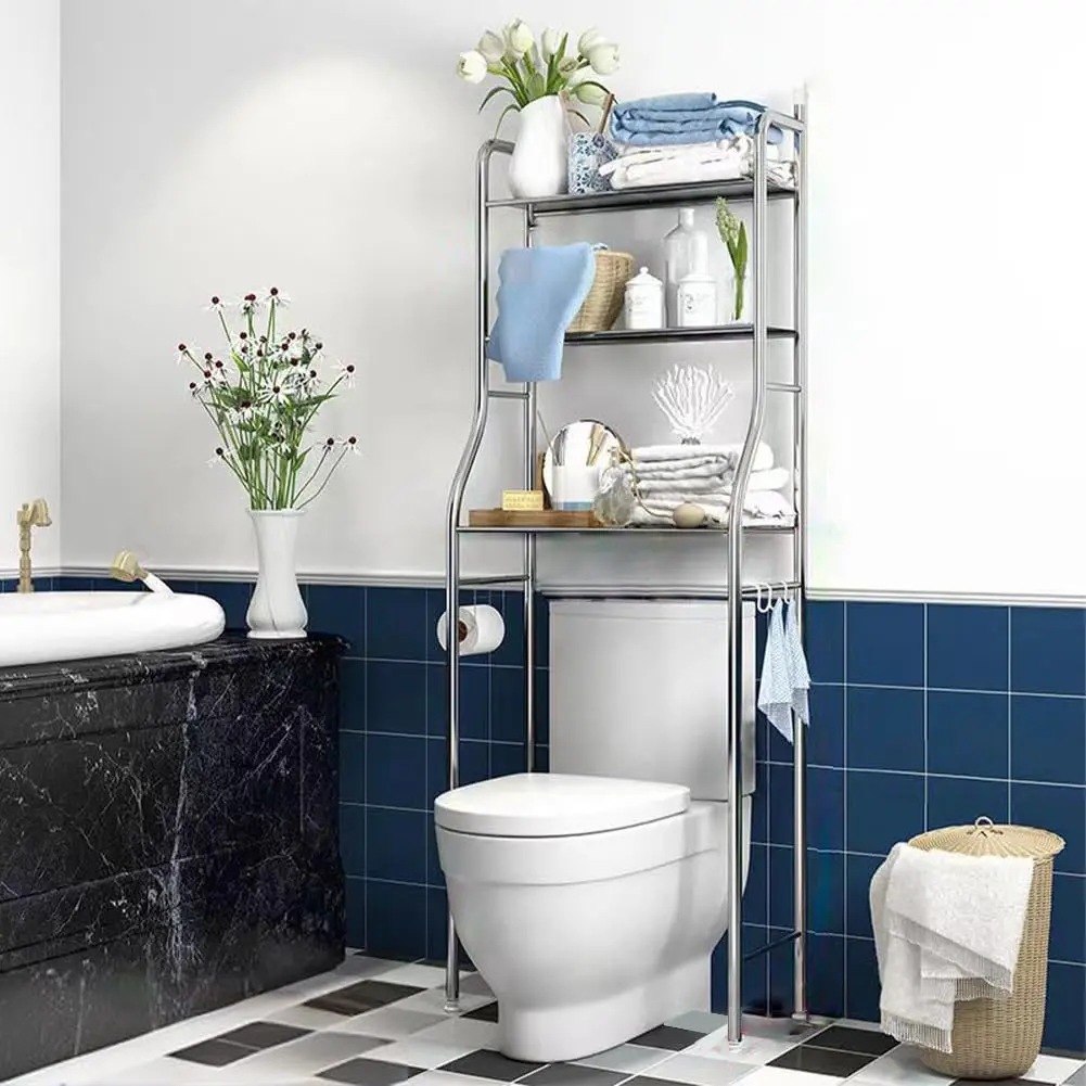 Garvee Over the Toilet Storage Rack, Space Saving Bathroom Organizers and Storage with Removable Towel Hooks, Paper Holder, for Bathroom Restroom Laundry