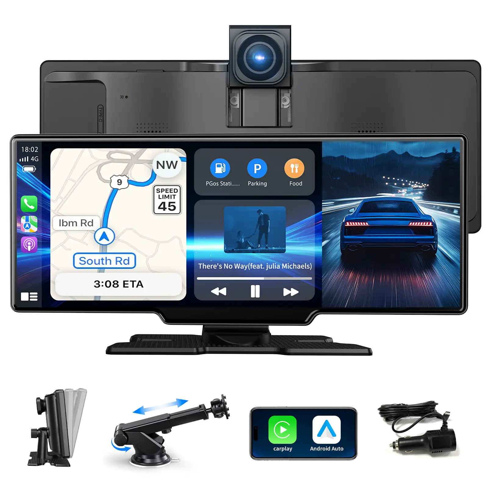 【Herilary】2025 Newest Portable Carplay Screen for Car, 10.26 Inch 4K Ultra HD/7 inch 1080P IPS Touchscreen Car Stereo Support Wireless Carplay Fathers
