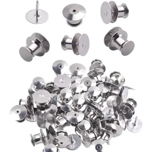 Aylifu Tie Tacks and Clutch Backs Set, 30 Pieces Tie Tacks Blank Pins (10 mm in Diameter) with 30 Pieces Locking Pin Backs Pin Keepers Locking Clasp - Silver Color