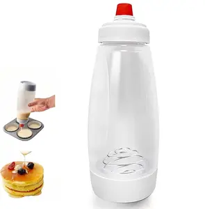 Pancake Batter Dispenser and Mixer with BlenderBall for Pancakes Waffles Muffins & Cupcakes Easy Pour Spout Reusable Plastic Silicone Kitchen Bakeware 4.5 Cup Capacity cooking utensils Value Pack Spring Kitchen Gadgets love gift