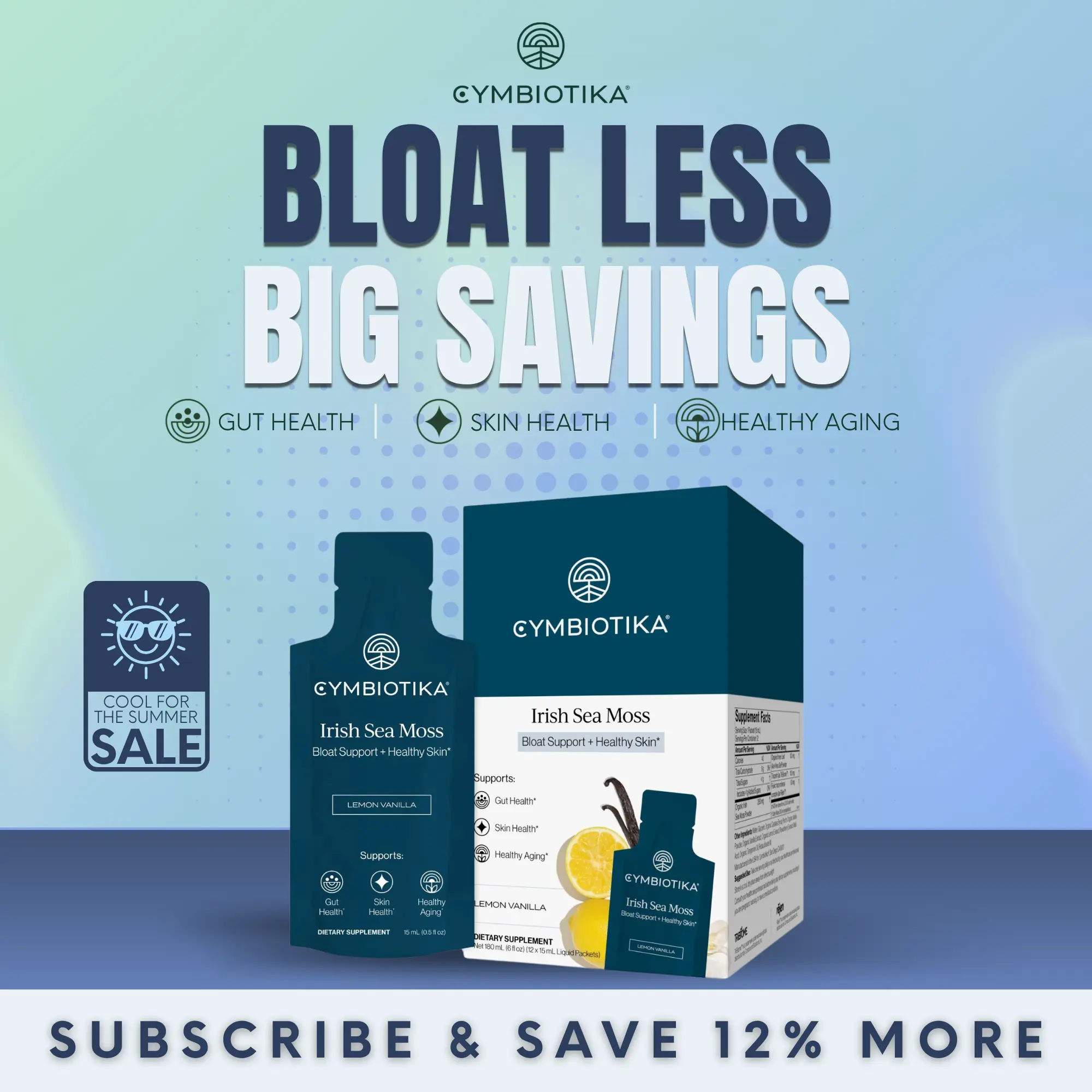 Irish Sea Moss | 12-Packet Starter Kit | Gut Health, Radiant Skin & Thyroid Support | Reduce Bloat & Hormonal Balance | Cellular Energy & Healthy Aging | with Aloe, Tribiome & Rējen | No Gel, No Refrigeration | Plant-Based | Third-Party Tested