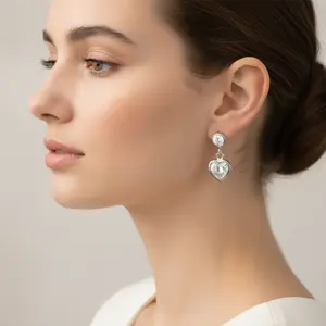 Elegant 18K Gold Plated Heart Dangle Earring -Hypoallergenic stainless Steel Jewelry