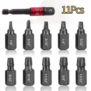 11pcs 1/8" to 13/32" Screw and Bolt Extractor Set, Alloy Steel Nut Extractor, Effortlessly Removes Broken Bolts and Screws