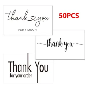 Thank You Card, 50pcs/pack Letter & Handwritten Thank You Card, Custom Message Card, Positive Message Card, Greeting Card for Wedding & Birthday & Party & Anniversary, Fun Party Cards