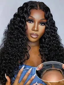 Glueless Wear And Go 5x5 Lace Closure Deep Wave Ready To Go Human Hair Wigs Brazilian Pre Plucked Remy Hair Curly Wig For Women Human Hair Wavy