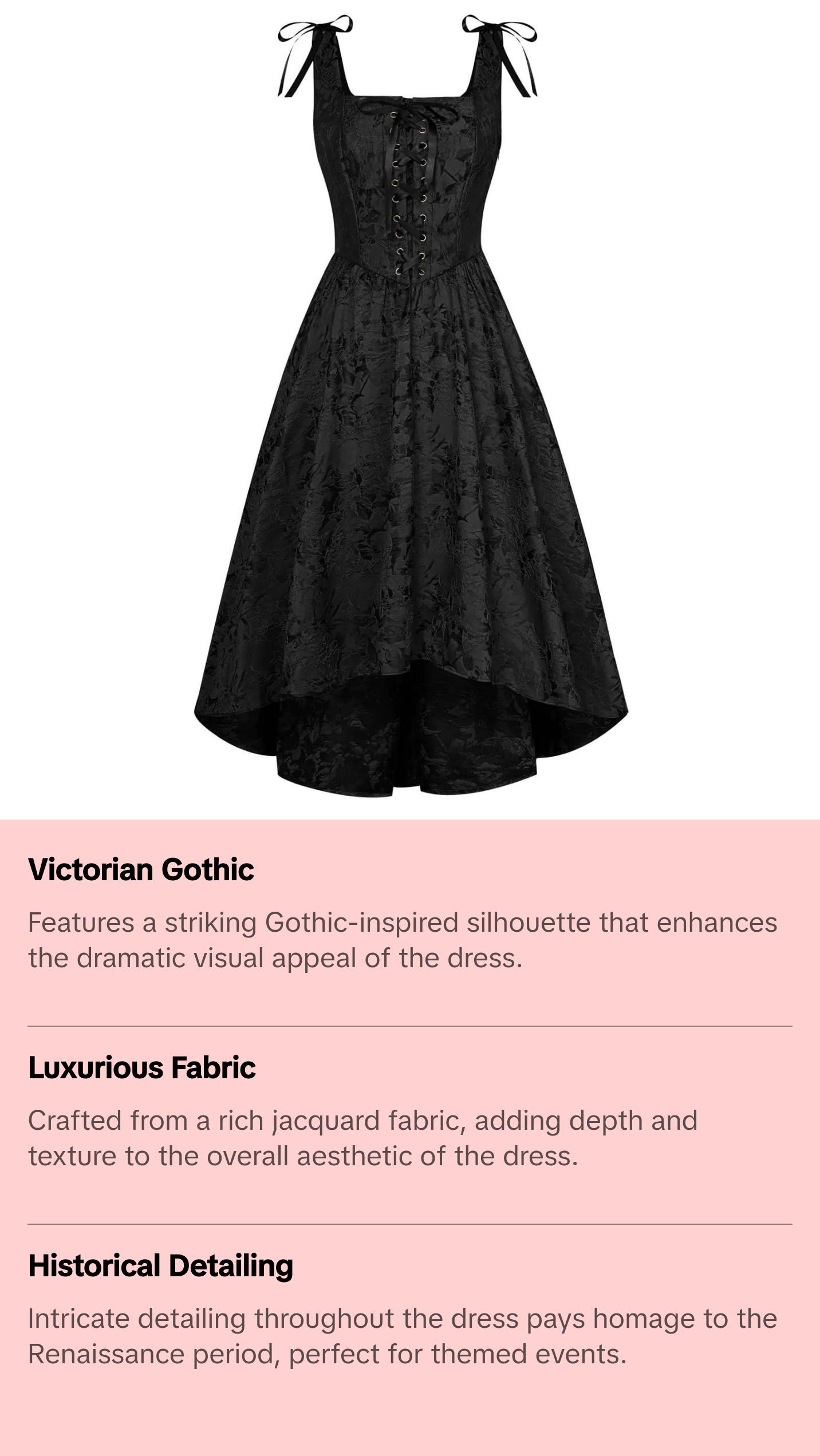 Scarlet Darkness Renaissance Costume Women Jacquard Victorian Gothic Dresses  Black Jacquard Size 12 - TikTok Shop