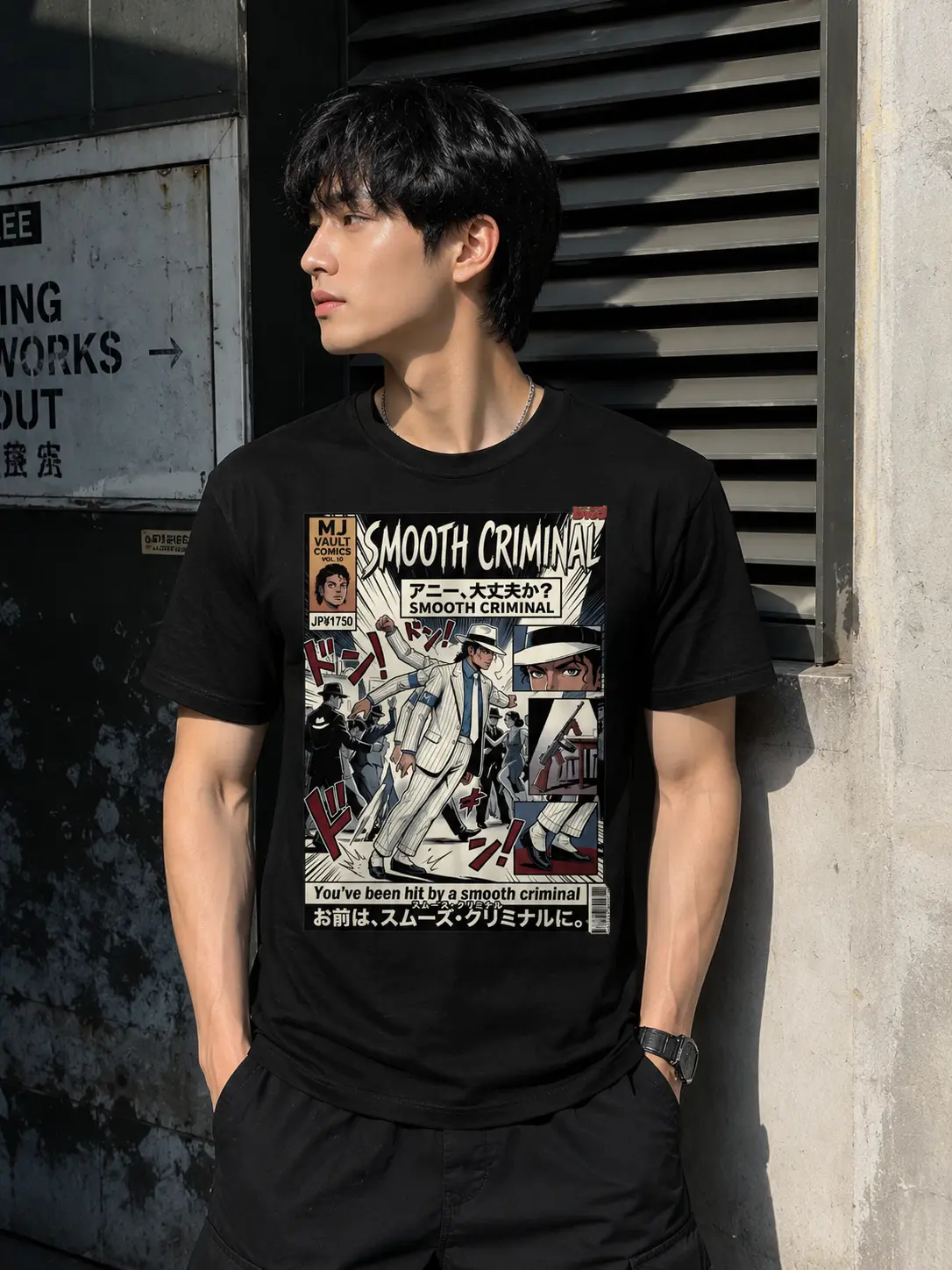 1940s Noir Anime Smooth Criminal Shirt, Gangster Style Manga Tee, Michael Jackson Lean Dance Graphic Shirt