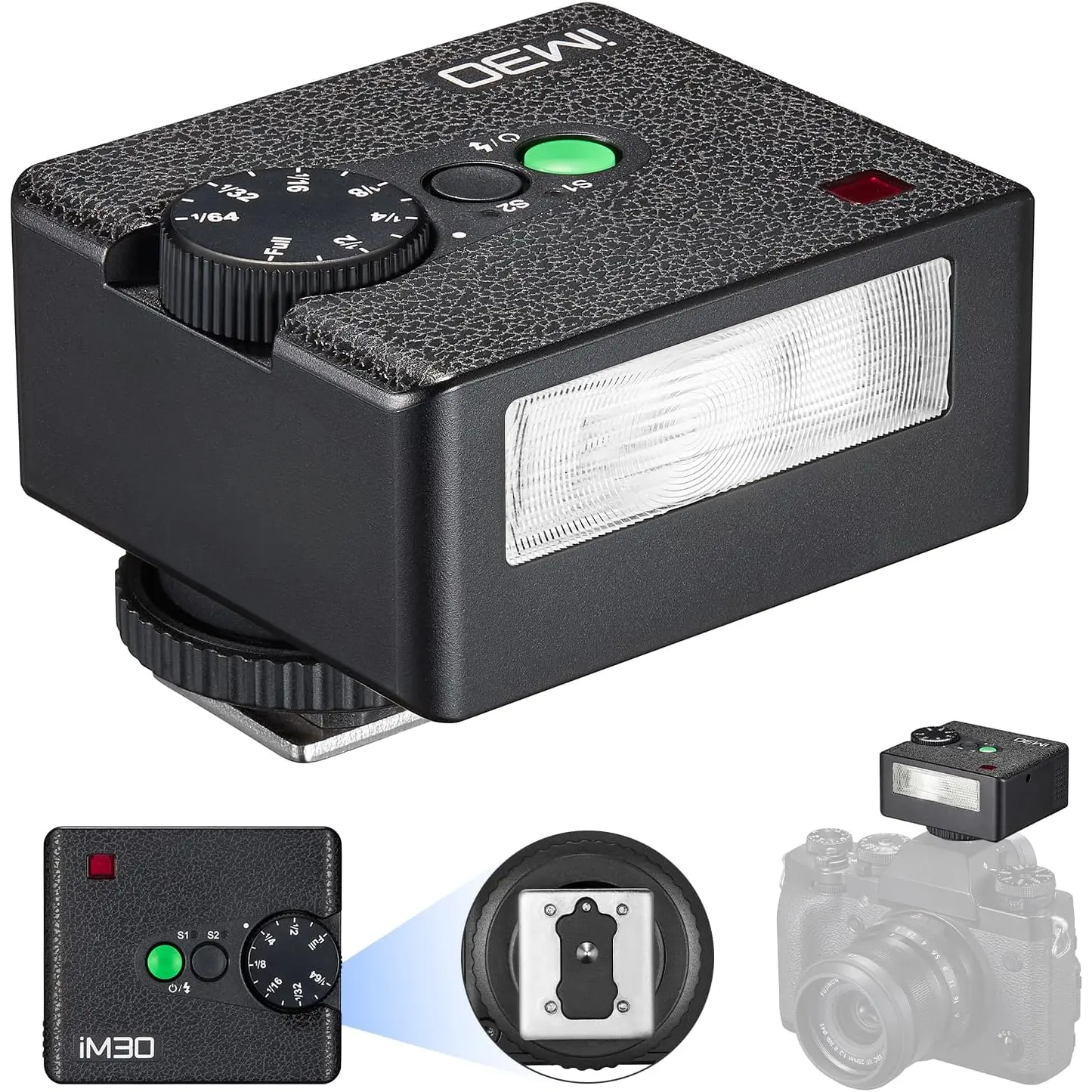 iM30 Mini Flash for , , , Fuji, Olympus Camera, GN15 6500K+-200K CCT 7 Levels Flash Power Mini Speedlite 230 Full-Power Camera Flash for  zv1 zve10
