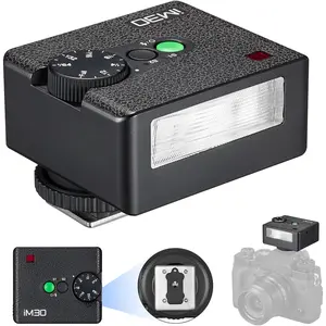 iM30 Mini Flash for , , , Fuji, Olympus Camera, GN15 6500K+-200K CCT 7 Levels Flash Power Mini Speedlite 230 Full-Power Camera Flash for  zv1 zve10