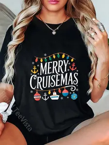 100% Cotton Merry Cruisemas Christmas Cruise Shirts Family Cruisin Lover T-Shirt