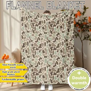 Soft Flannel Camouflage Blanket, Soft Warming Blanket, Warm Skin-Friendly Throw for Sofa Bedroom Travel Office Nap, Gift for All Seasons