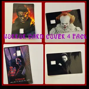 Horror 4 Pack Card Cover Skin Stickers - Cool Halloween Accessory Scream It - Credit Debit Card Decal