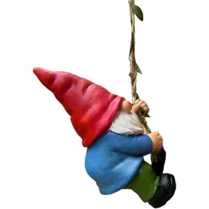 Hanging Climbing Gnome Garden Statue Figurine Ornament for Indoor/Outdoor Home Garden Decoration