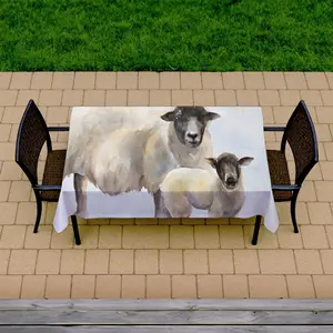 360 Stand Rectangular Tablecloth, 58x102 in. Blue Sheep Print Nature Theme Textile Fabric, Machine Washable, Indoor-Outdoor Use for Kitchen & Household Soft Furnishings, Machine Wash