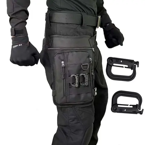 Motorcycle Leg Bag for Men and Women, Durable Design for Running Cycling Hiking, Outdoor Activity Riding Waist Bag, Sport Waist Bag, Running Fanny Pack Nylon Fanny Pack with 2 Hooks