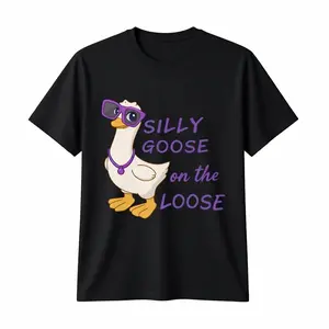 Silly Goose on The Loose Graphic Tee | Black Short Sleeve Casual T-Shirt for Women Men, Funny Animal Print, Summer Daily Wear, Holiday, Stylish Lounge Top, High-quality Print, Daily Comfort Wear, Casual Summer Top, Premium Quality Lounge Wear Tee