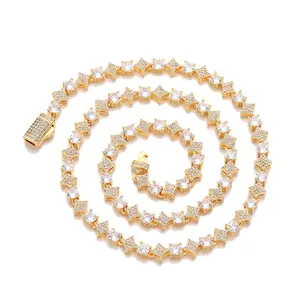 New 6MM Starburst Zircon Tennis Chain High-End Jewelry Cuban Necklace Hip-Hop Light Luxury Necklace for Men and Women