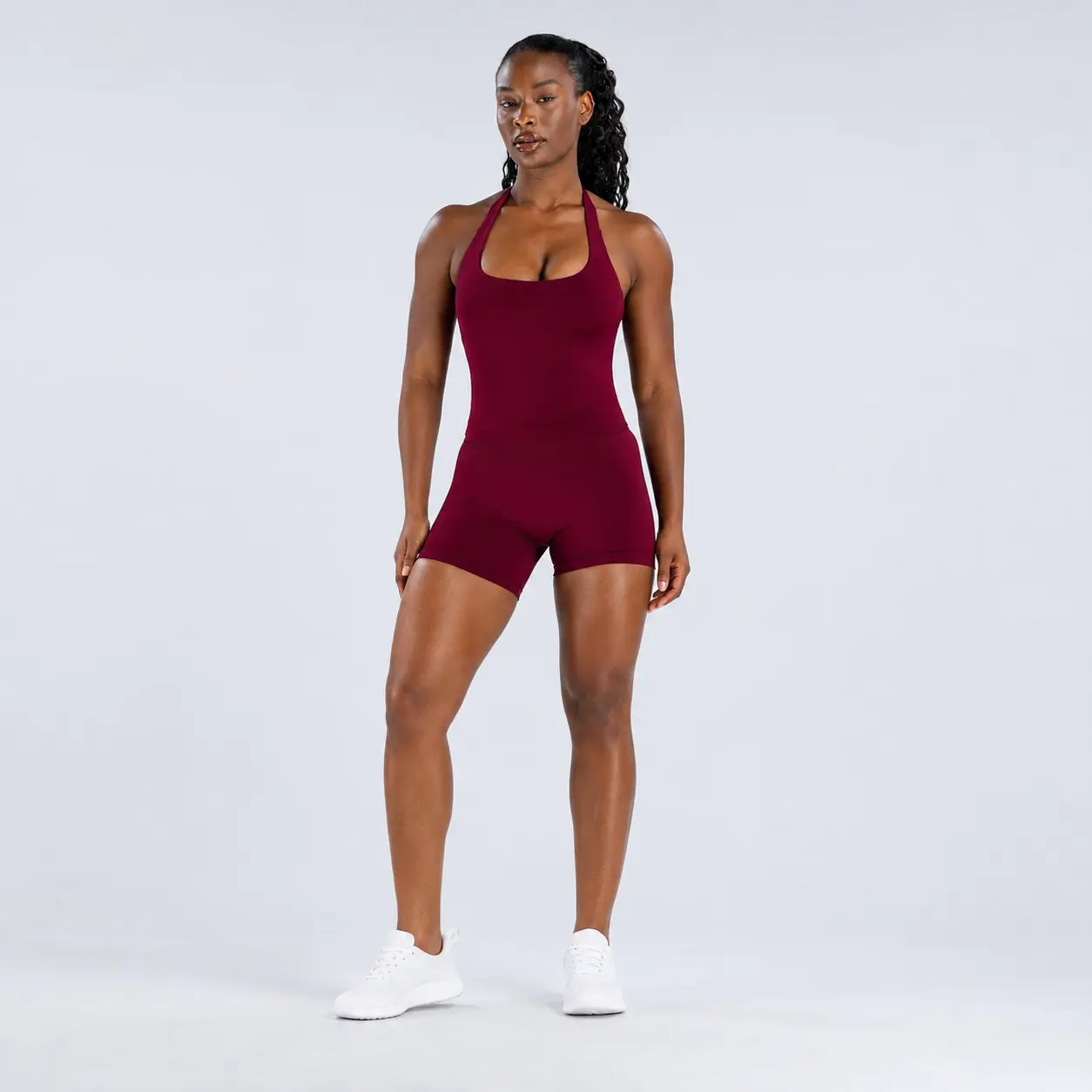 Women's 2-Piece Seamless Matching Activewear Set - Haltered Top Sleeveless Shirt, High Waist Nylon Blend Biker Shorts with Tummy Control, Butt Lifting for Yoga/Pilates, Sport Ready, Sporty Sports Clothing Sets